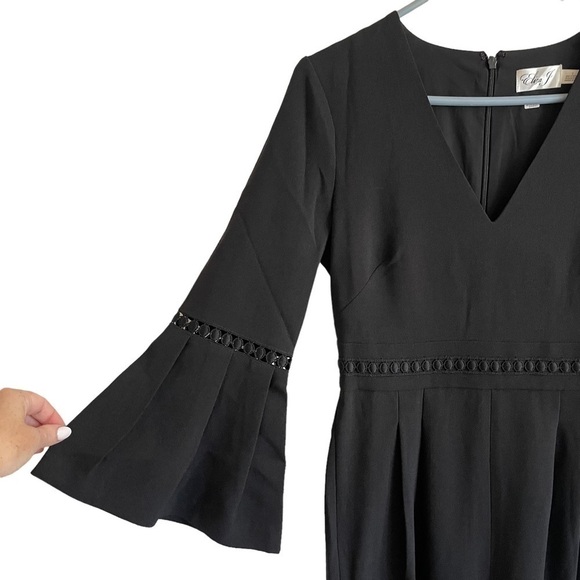 Eliza J Black Bell Sleeve Wide Leg Jumpsuit, Size 2 - Picture 6 of 11